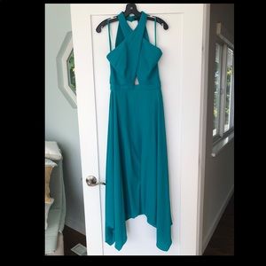 BCBG halter neck teal gown, size 8 altered to size 6, worn once